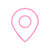 The image shows a pink location marker symbol on a transparent background.