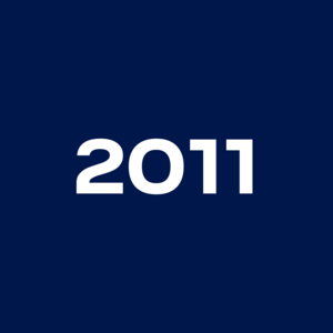 White, bold numbers show the year 2011 in the middle of a dark blue, monochrome background.