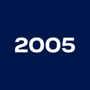 The white, boldly printed year 2005 is centered on a monochrome dark blue background.