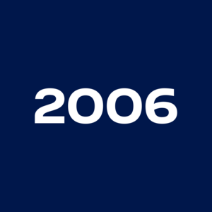White, bold number "2006" on a dark blue background.