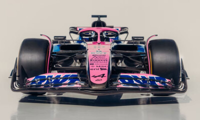 A high-resolution, front-facing image of a BWT-branded Formula 1 car.