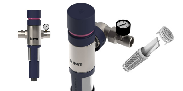 Detailed images display the BWT MACH water filter system.